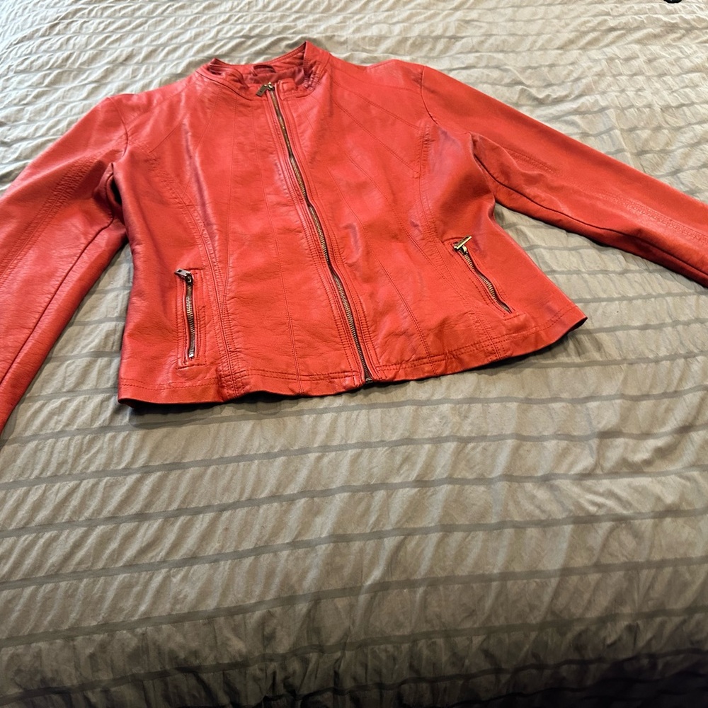 Women's Red Leather Jacket